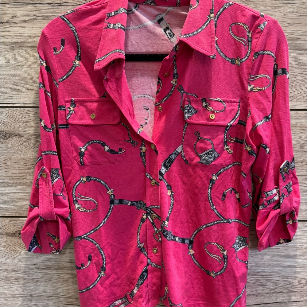J.McLaughlin Pink Chain Print Shirt